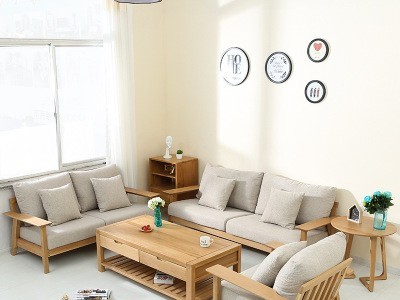 北欧简约实木拆装沙发 客厅实木沙发 白橡木沙发酒店客厅实木家具