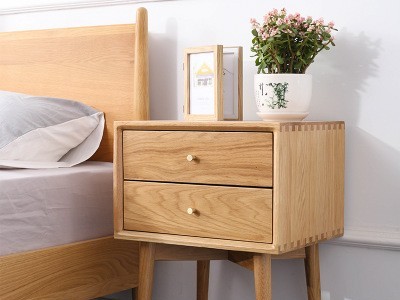 北欧床头柜现代简约实木橡木原木日式卧室家具储物收纳床边