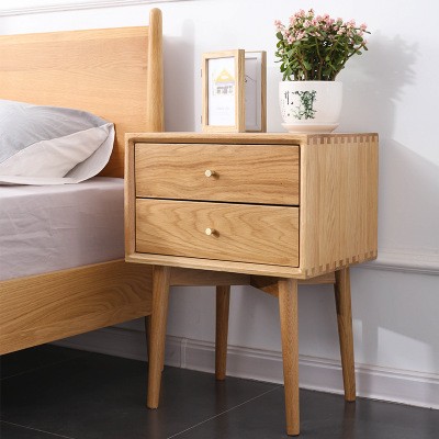 北欧床头柜现代简约实木橡木原木日式卧室家具储物收纳床边
