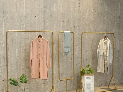 北欧服装店金色服装架家用个性卧室服装展示架时尚女装店中岛架子图4