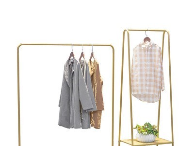 北欧服装店金色服装架家用个性卧室服装展示架时尚女装店中岛架子图3