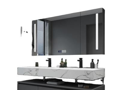 双盆岩板浴室柜组合卫浴智能轻奢现代简约纯实木橡木卫生间洗漱台