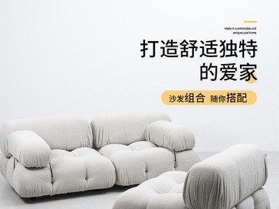 布艺沙发双人北欧现代简约客厅组合卧室小模块单人沙发椅设计图3