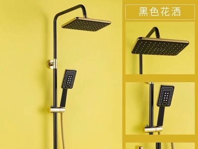 浴室增压全铜四档黑白金色淋浴花洒欧式带喷枪烤漆淋雨器喷头图4