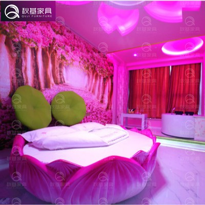 主题宾馆创意床情趣圆床电动情趣床浪漫艺术酒店电动床水床定做