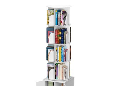 360度旋转书架学生简易置物架多层CD落地创意儿童书柜带储物书架