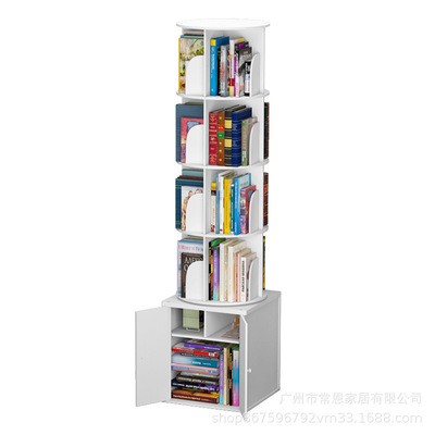 360度旋转书架学生简易置物架多层CD落地创意儿童书柜带储物书架