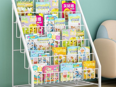 索尔诺免安装简易落地铁艺宝宝幼儿小孩阅读收纳儿童书架绘本架图5