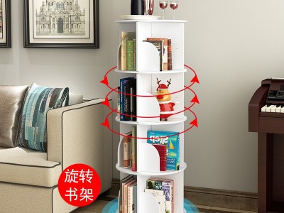 简易旋转书架置物架儿童绘本架落地家用省空间收纳多功能简约书柜图5