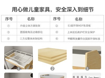 多功能高低床儿童床上下双层组合床子母床双层床储物带衣柜书桌床图3
