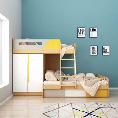 榻榻米交错式定制床双层床 多功能省空间高低床组合儿童床定制床