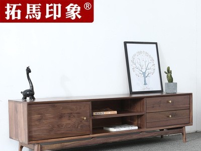 全实木电视柜北美黑胡桃木视听柜木蜡油客厅简约家具厂家直销批发图2