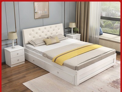 新中式简易松木大床主卧双人床现代简约出租屋床加宽木床厂家定制