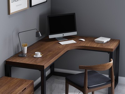 北欧实木办公桌家用拐角书桌 简约L型卧室写字转角台式电脑桌定制