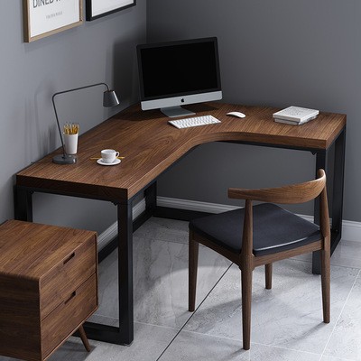 北欧实木办公桌家用拐角书桌 简约L型卧室写字转角台式电脑桌定制