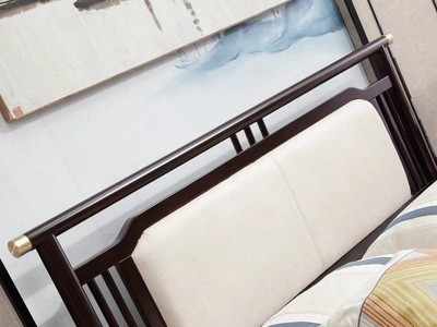 新中式全实木床1.8米双人床橡胶木1.5m轻奢婚床现代简约主卧家具图4