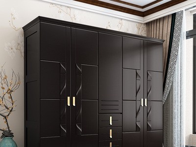新中式实木衣柜现代禅意卧室家具轻奢中国风对开衣橱收纳柜小户型