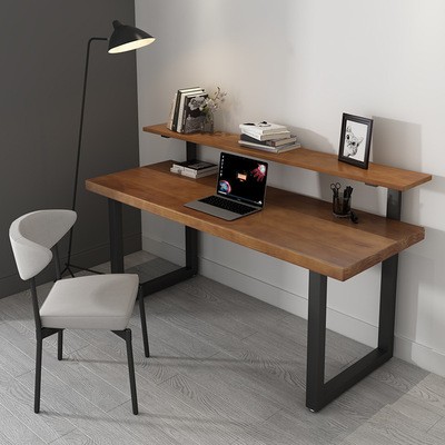 北欧实木单人办公桌 家用书房工作桌loft办公桌椅组合创意工作台