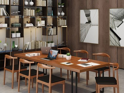北欧实木办公桌 家用书房铁艺老板桌公司办公家具职员会议办公桌