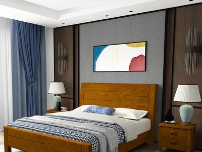 中式实木床1.5米1.8米卧室家具橡胶木双人床简约婚床厂家生产大床