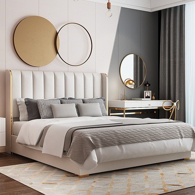 美式轻奢床港式ins网红床后现代简约双人床主卧大床北欧1.8米婚床