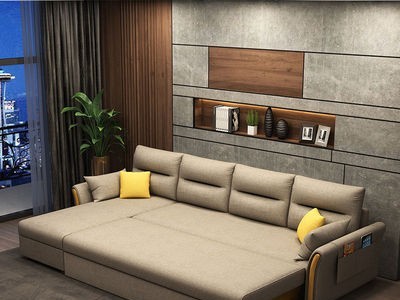 北欧多功能组合转角布艺沙发床多功能客厅小户型储物科技布沙发