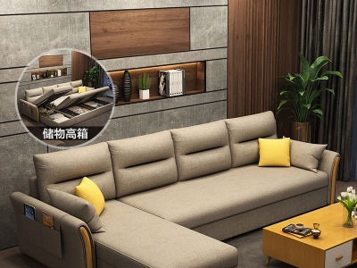 北欧多功能组合转角布艺沙发床多功能客厅小户型储物科技布沙发图2