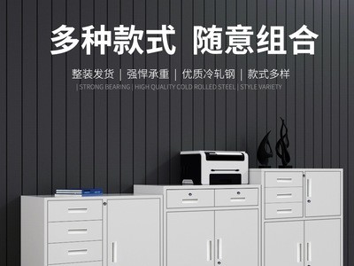 办公室文件柜矮柜铁皮储物工具资料带锁收纳柜抽屉阳台小柜子厂家图5