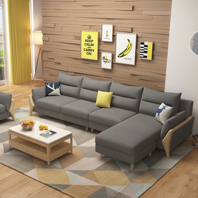 北欧布艺沙发组合小户型客厅实木简约现代可拆洗乳胶贵妃家具整装