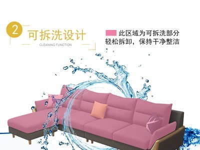 北欧布艺沙发组合小户型客厅实木简约现代可拆洗乳胶贵妃家具整装图2