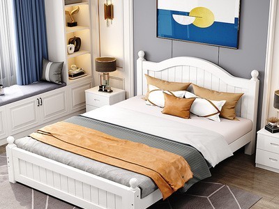 实木床厂家直发简约1.8米卧室双人床1.5米公主单人床北欧式床定制