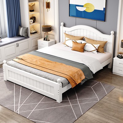 实木床厂家直发简约1.8米卧室双人床1.5米公主单人床北欧式床定制