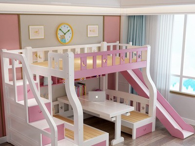 上下床 实木儿童床 实木床 成人子母床双层高低床书桌滑梯