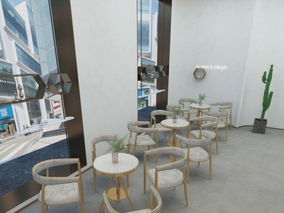 北欧大理石轻奢简约休闲桌椅组合现代洽谈桌奶茶店餐椅家用小圆桌图2