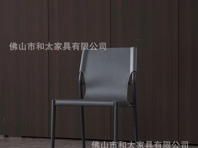 北欧餐椅简约家用轻奢马鞍皮餐椅 ins网红化妆椅现代靠背酒店椅子图3