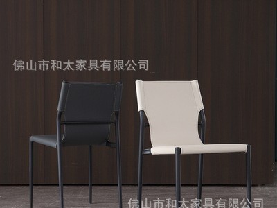北欧餐椅简约家用轻奢马鞍皮餐椅 ins网红化妆椅现代靠背酒店椅子图5
