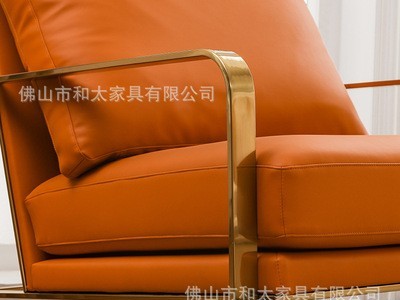 北欧轻奢皮艺创意座椅单人沙发简约现代时尚设计师客厅阳台休闲椅图2
