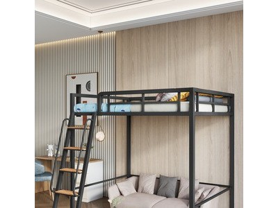铁艺小户型loft高架床省空间多功能阁楼床出租房铁架床上床下桌