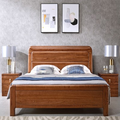 北美乌金檀木实木床简约新中式现代轻奢双人床1.5米床1.8米高箱床