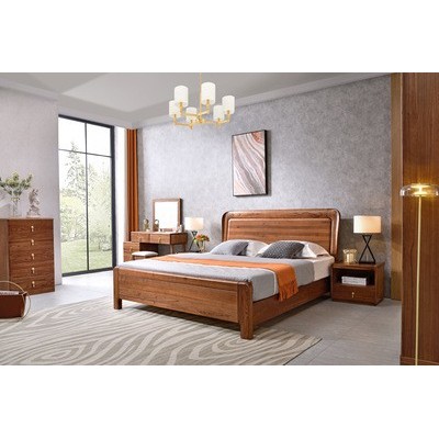 北美乌金檀木实木床简约新中式现代轻奢双人床1.5米床1.8米高箱床