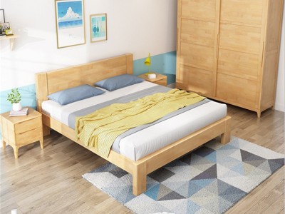 全实木床北欧实木床主卧室1.8M1.5米儿童床经济型简约现代双人 床