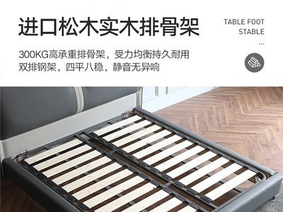 厂家直销新款真皮床意式极简现代软体小户型网红主卧皮艺大床双人图3