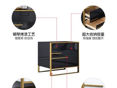 简约现代轻奢床头柜烤漆床头桌小柜子储物柜北欧风卧室床边柜图4