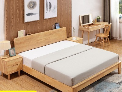 北欧实木床1.2米1.5米1.8m专家教师公寓床 员工宿舍床 出租房木床