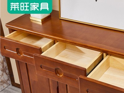 新中式鞋柜实木框家用橡胶木多功能客厅玄关柜现简约代门厅柜批发图3