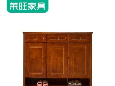 新中式鞋柜实木框家用橡胶木多功能客厅玄关柜现简约代门厅柜批发图5