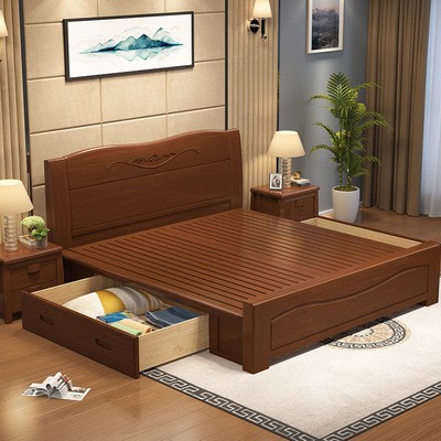 实木床1.5m1.2m主卧双人床厂家直销现代简约双人1.8米橡木床