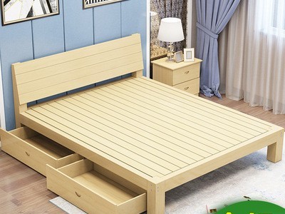 包邮实双人床木床1.8米儿童床1.5米经济型床出租屋简易实木床厂家