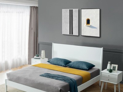 北欧白色油漆现代简约床头柜单双人床1.8米1.5卧室儿童床家具设计