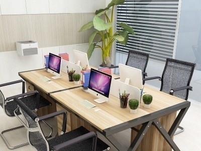 简约职员办公桌简约4人位电脑桌椅组合6人位工作位带挡板批发定制